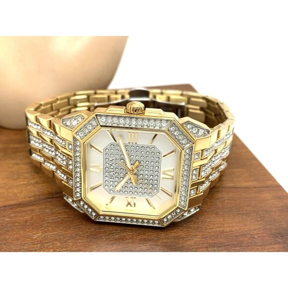 Bulova Men's Watch 98A295 Octava Quartz Crystal Pave Gold Stainless Steel 40mm - Picture 8 of 14